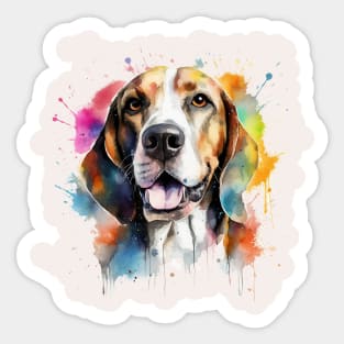 Treeing Walker Coonhound Bright Watercolor Painting Sticker